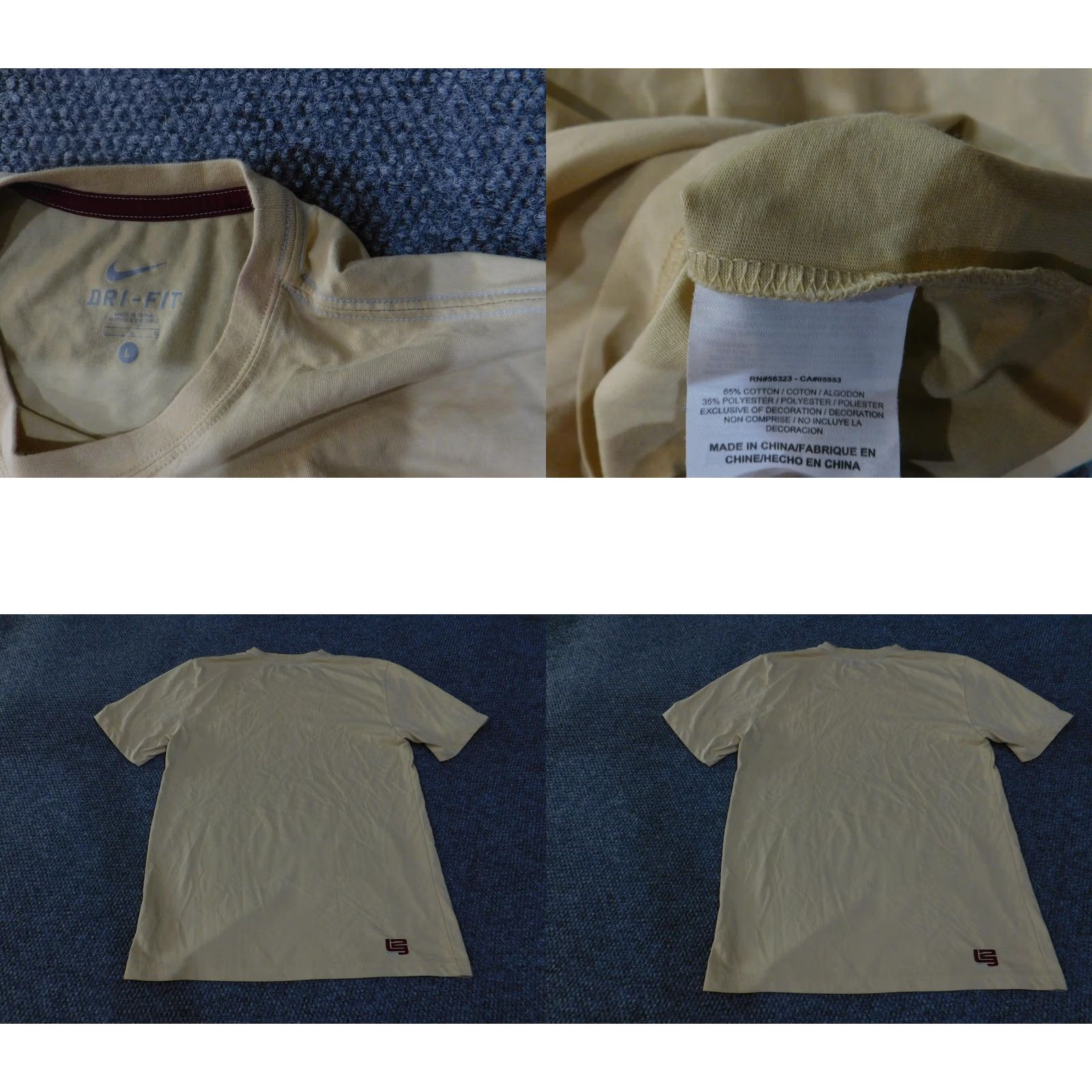 Nike VINTAGE Nike Witness Shirt Mens Large Beige Dri-FIT LeBron James Basketball Tee Stain Size US L / EU 52-54 / 3 - 8 Thumbnail