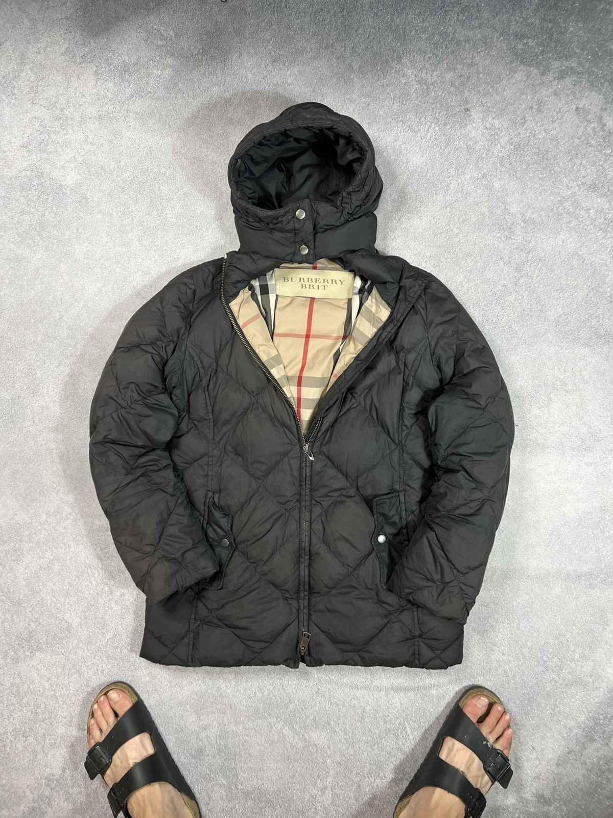 Burberry 🖤 Black Burberry London Diamond Tufted Zipper Puffer Coat Size M / US 6-8 / IT 42-44 - 1 Thumbnail