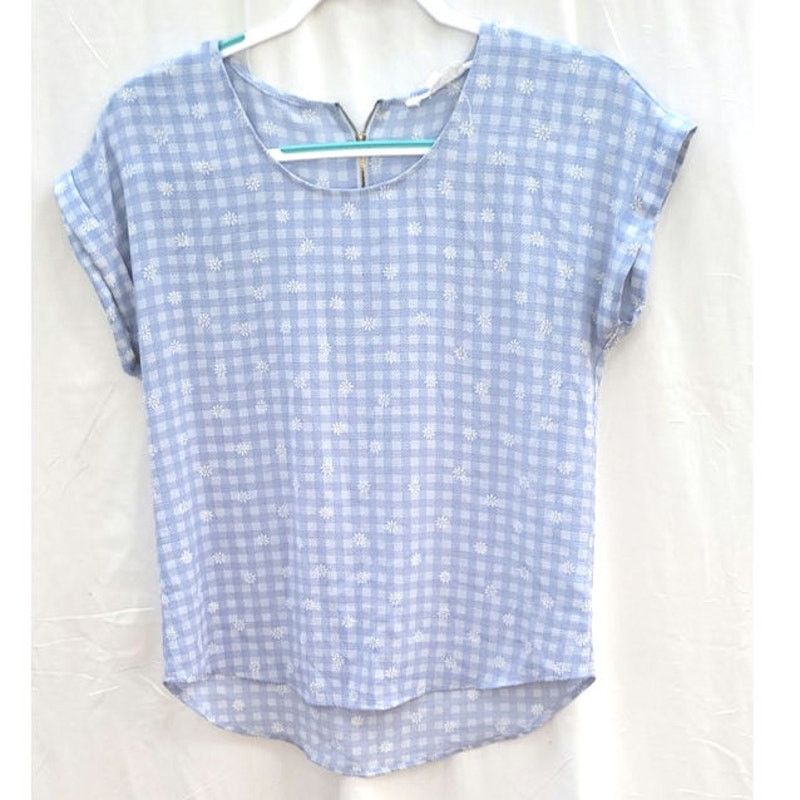 Other Pink Rose Blue White Checkered Blouse Size Small Size S / US 4 / IT 40 - 1 Thumbnail