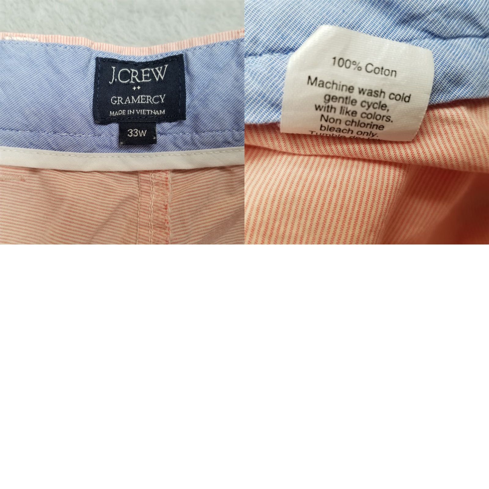 J.Crew J.CREW Shorts Mens 33 Pink Striped Gramercy 100% Cotton Chino Bermuda Flat Front Shirt Beach Casual Travel Mens Size US 33 - 8 Thumbnail