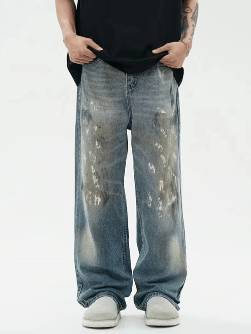 Japanese Brand × Jean Men's American loose straight-leg vintage distressed jeans Size US 32 / EU 48 - 1 Thumbnail
