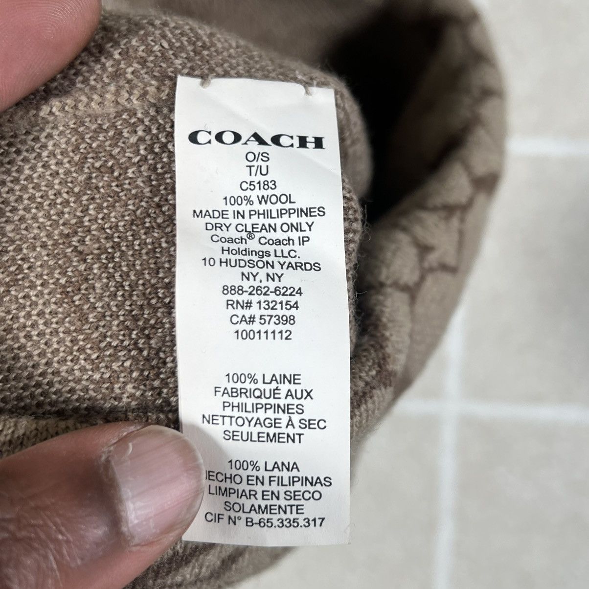 Coach Coach Signature C Knit Beanie Hat Brown Lana Wool Unisex Size ONE SIZE - 3 Thumbnail