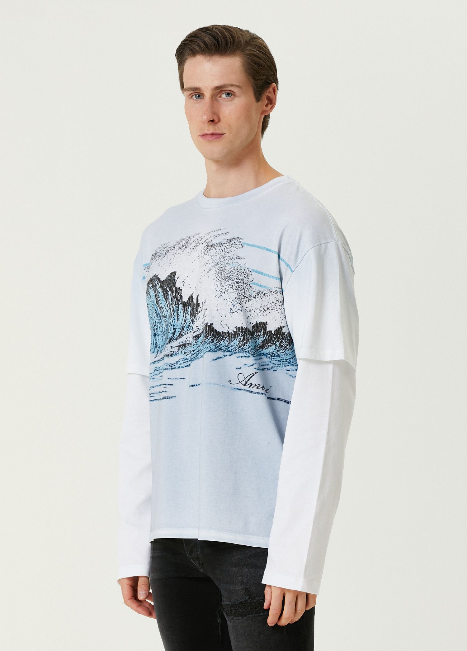 Amiri o1s1wg110825 Vintage Wave Layered T-Shirt in Blue Size US M / EU 48-50 / 2 - 3 Thumbnail