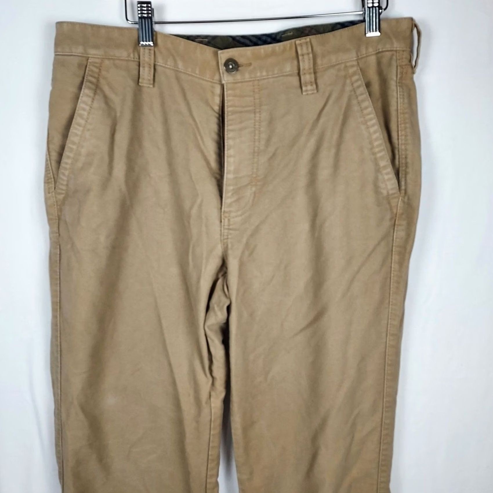 Vintage L.L. Bean Khaki Chino Pants Regular Fit 32x34 Cotton Casual Trousers Beige/Beige SlasH Pockets Zip Closure Mens Size US 32 / EU 48 - 3 Thumbnail