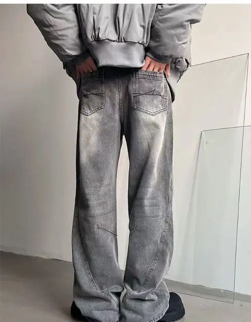 Japanese Brand × Jean Men's washed distressed grey vintage straight jeans Size US 32 / EU 48 - 3 Thumbnail