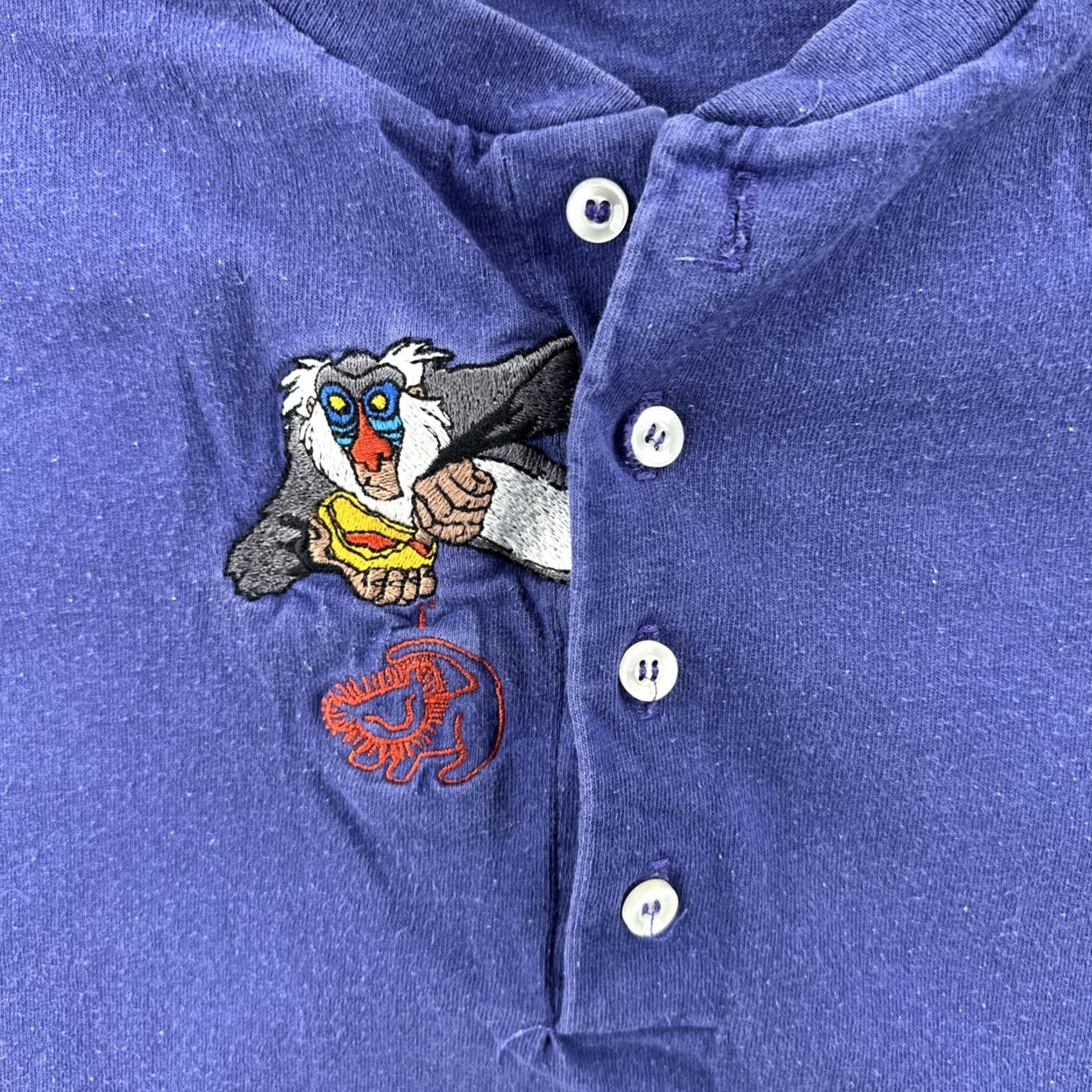 Vintage VINTAGE Disney Originals Long Sleeve Henley Shirt Mens Large Purple Rafiki USA 90s Size US L / EU 52-54 / 3 - 6 Thumbnail