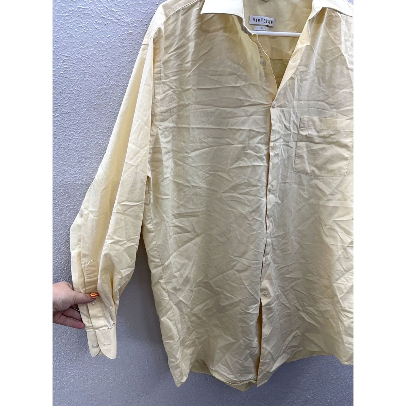 Van Heusen Van Heusen Mens Shirt Size 17 34/35 Tall Yellow Long Sleeve Button-Up Shirt Mens Regular"] Size US XL / EU 56 / 4 - 3 Thumbnail