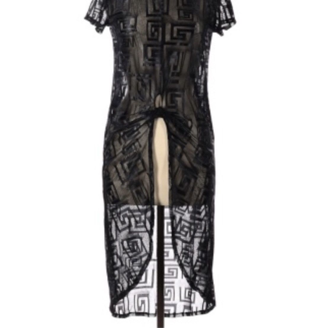 Other BLACK SHEER EMBROIDERED SHORT SLEEVE KNOTTED DUSTER TOP SZ M Size M / US 6-8 / IT 42-44 - 2 Thumbnail