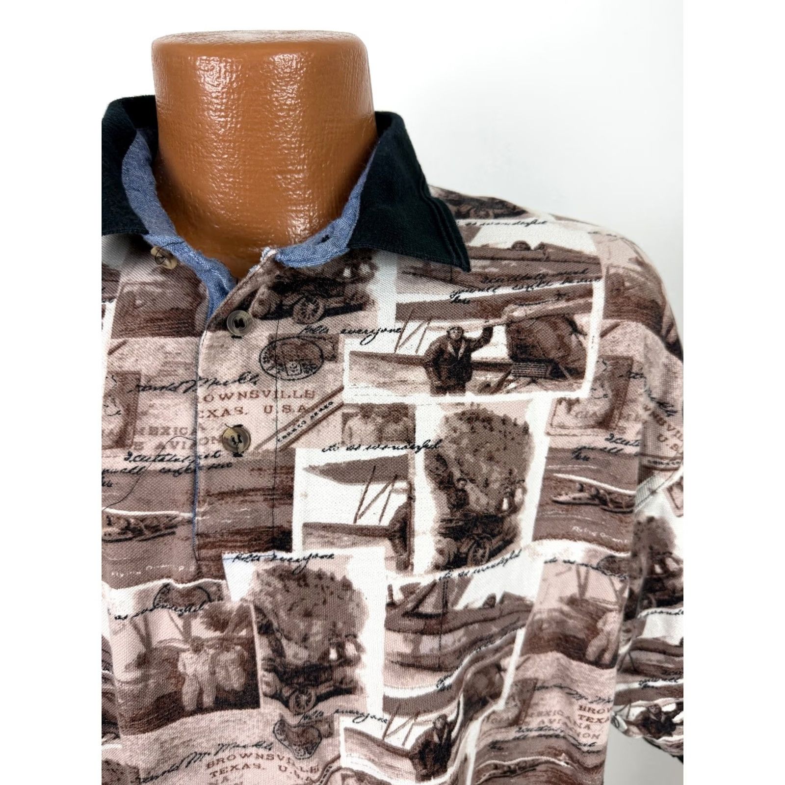 Vintage VINTAGE Knights of Round Table Polo Shirt Mens M Beige 90s Oversized Lightweight Knit Summer Spring Fall 90s Transport Retro Shirt Size US M / EU 48-50 / 2 - 2 Thumbnail