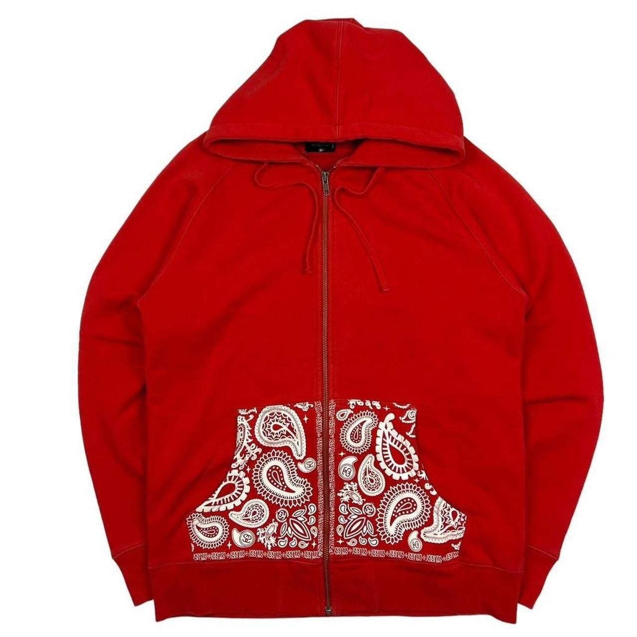 Stussy Vintage 2000s Stussy Paisley Print Zip Up Hoodie Red Medium Size US M / EU 48-50 / 2 - 1 Thumbnail