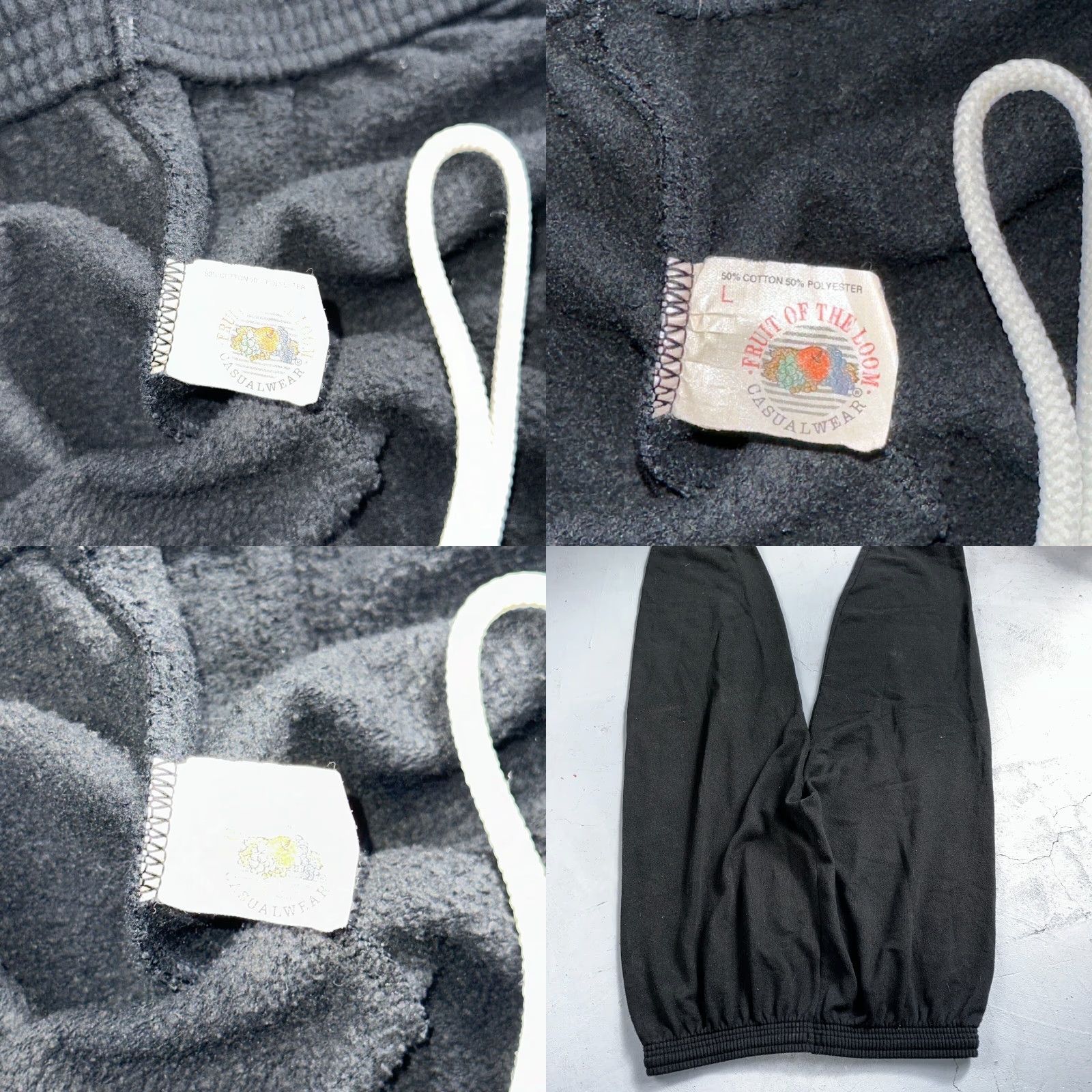 Fruit Of The Loom VINTAGE Fruit of the Loom Sweatpants 70s Fleece Black Adult L Men Regular Drawstring 90s Theme Size US 33 - 9 Thumbnail