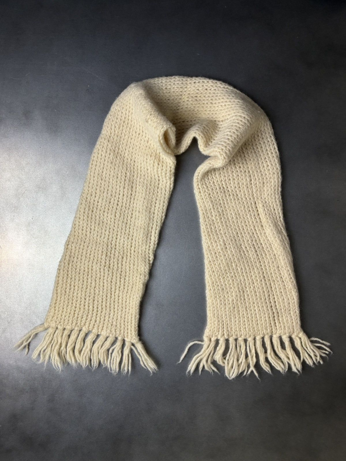 Aran Isles Knitwear × Vintage Vintage Scarf Cream Cable Knit Wool Acrylic Handknit 70s 80s Size ONE SIZE - 4 Thumbnail