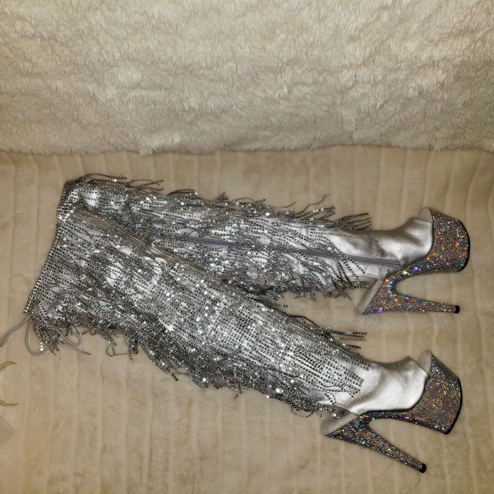 Other Bejeweled 3019DM Silver Rhinestone Platform 7" High Heel Fri Size US 6 / IT 36 - 2 Thumbnail
