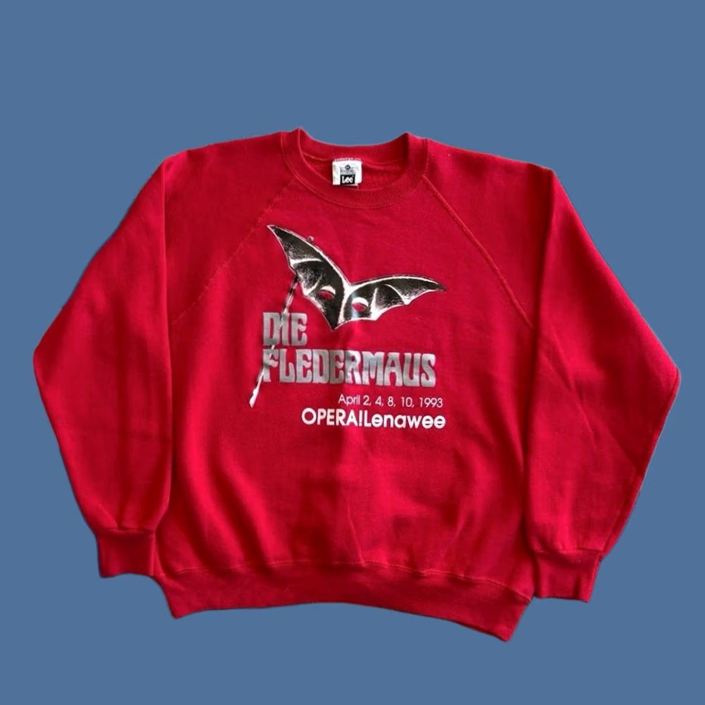 Lee VINTAGE 90s Die Fledermaus Opera Lenawee Sweatshirt XL USA Made Red Crewneck Mens Size US XL / EU 56 / 4 - 1 Thumbnail