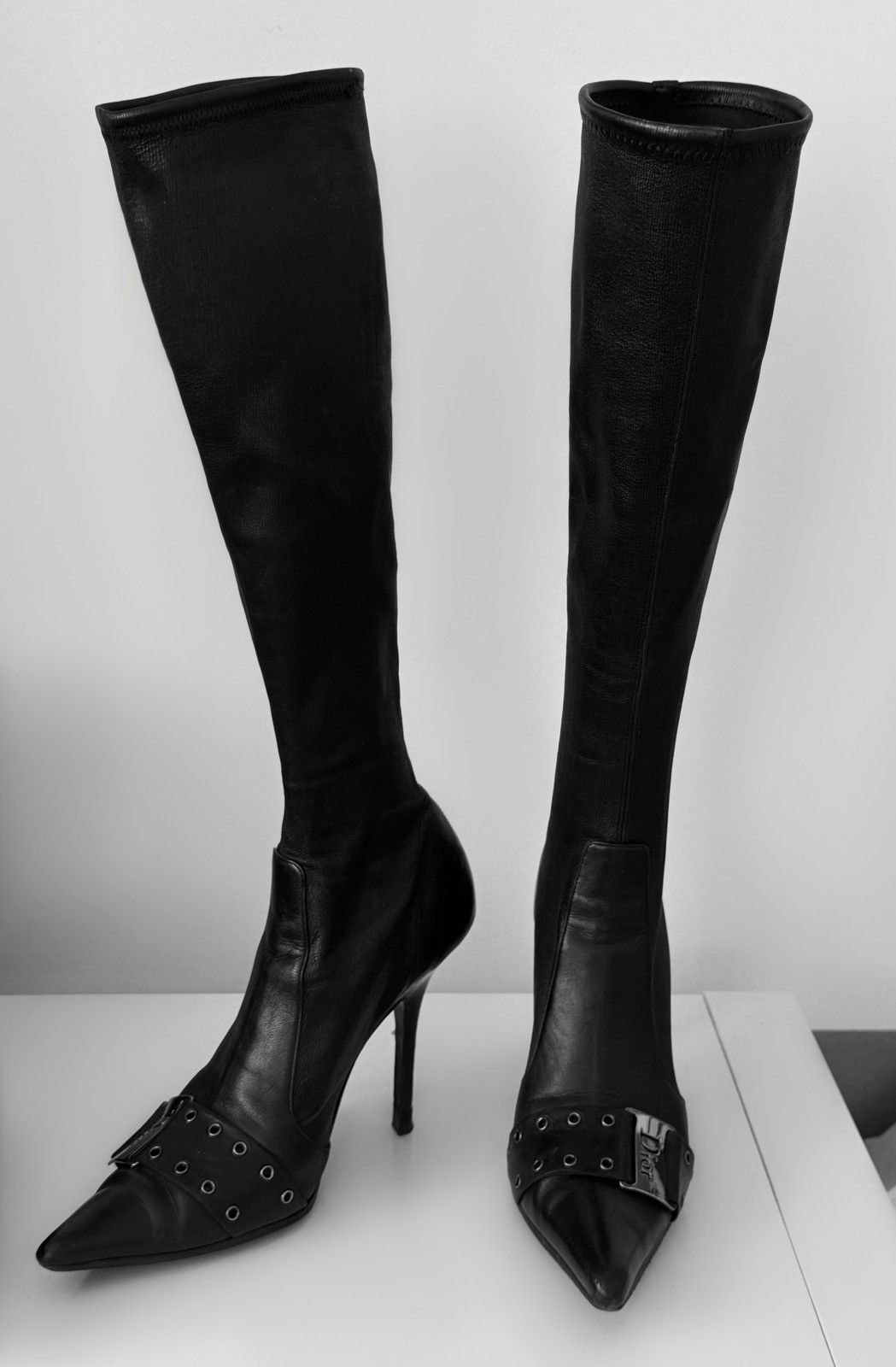 Dior Christian Dior by John Galliano Leather Knee-High Boots Size US 7 / IT 37 - 9 Thumbnail