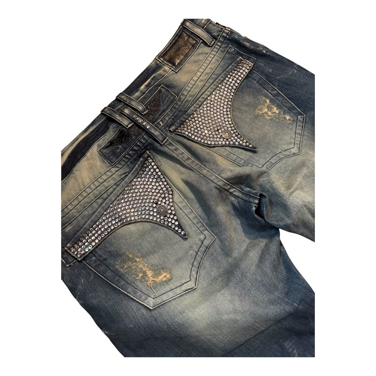 Robins Jeans Robins Jeans in 4D Blue with Silver Crystals Size US 36 / EU 52 - 6 Thumbnail