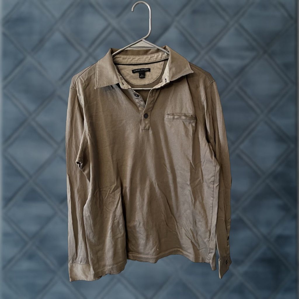 Banana Republic Banana Republic Sweatshirt Mens Large Brown Henley Long Sleeve Mock Neck 1/4 Zip Pockets Button Size US L / EU 52-54 / 3 - 1 Thumbnail
