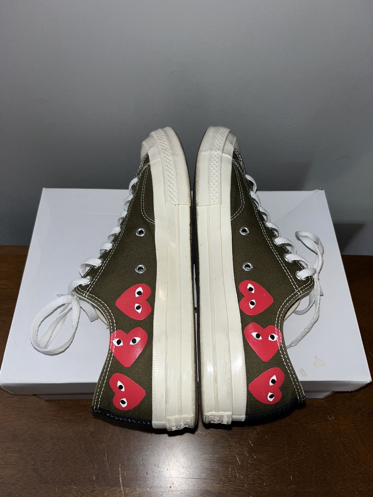 Comme des Garcons × Converse Converse X Comme De Garçons PLAY “Multi Heart” Men’s - KHAKI Size US 11 / EU 44 - 7 Thumbnail