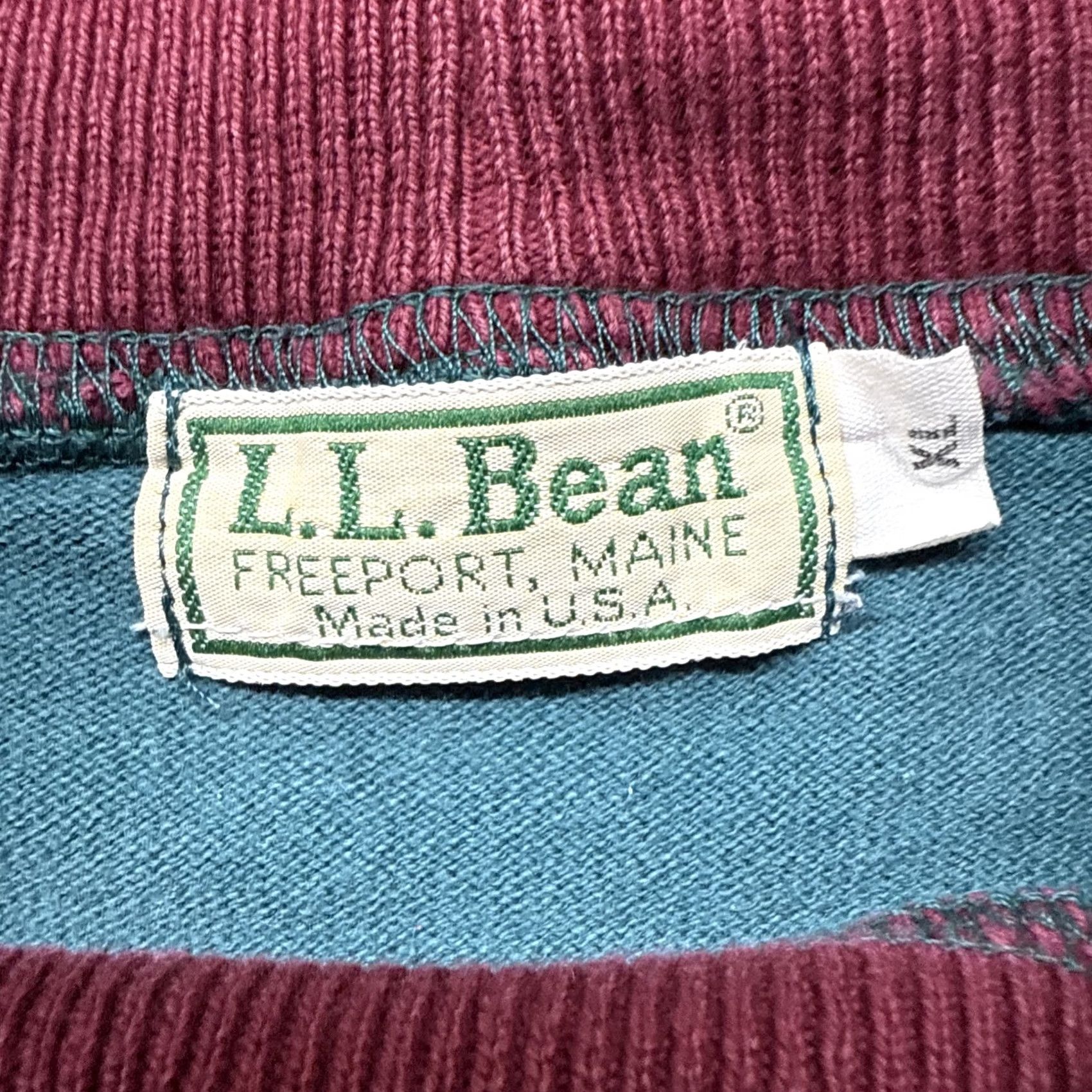 Vintage VINTAGE L.L. Bean Men’s XL Green Maroon Mock Neck Sweater Pullover Knit Sweat Shirt Style Classic Outdoorsman Winter Fall Button? Size US XL / EU 56 / 4 - 5 Thumbnail
