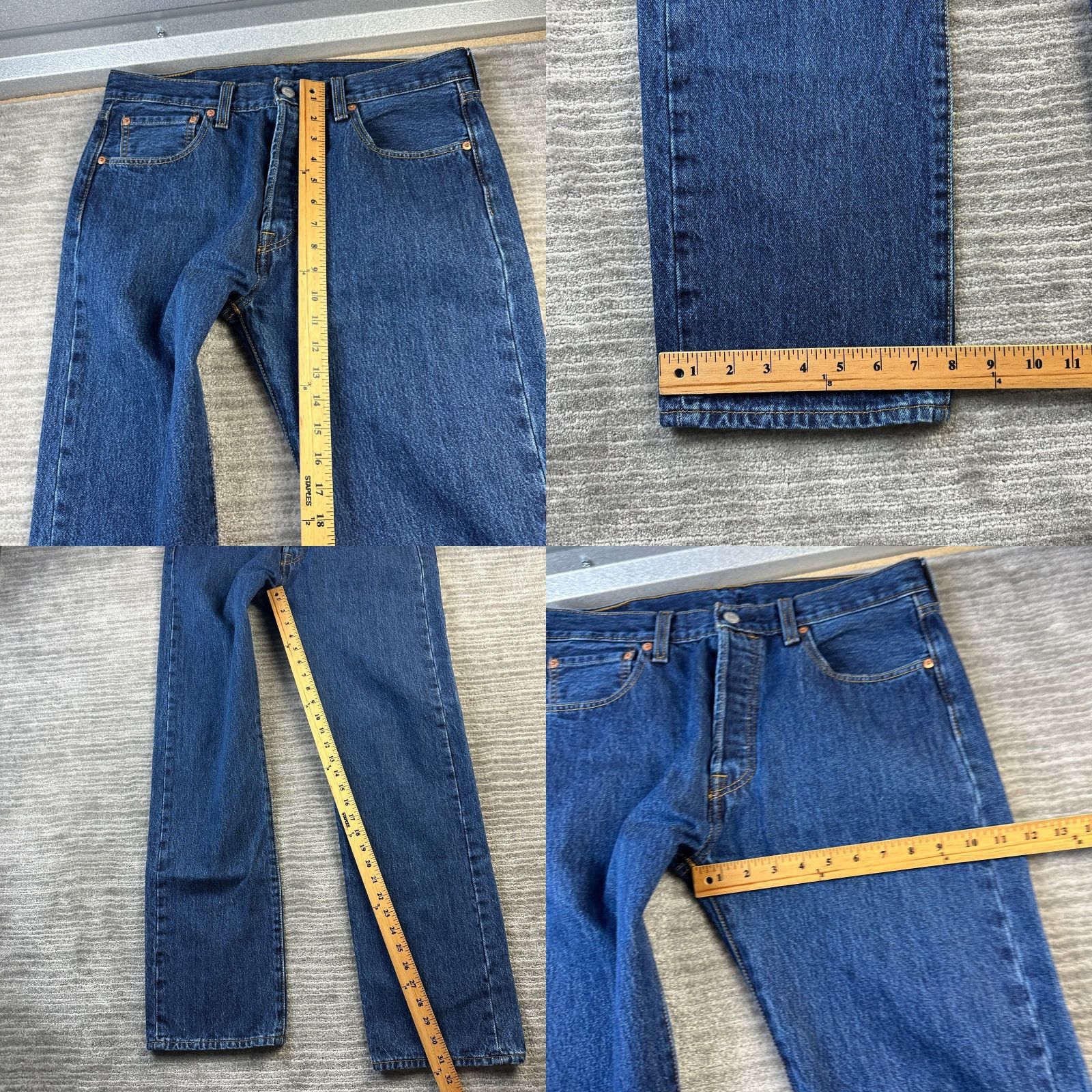 Levi's Levi's 501 Jeans Mens 33x30 Blue Denim Straight Button Fly Vintage No 90s Theme Regular Fit Size US 33 - 8 Thumbnail
