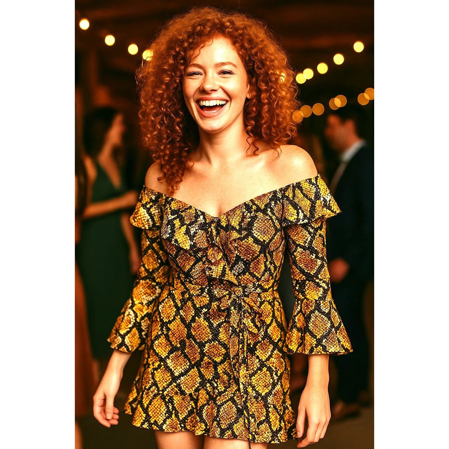 Boohoo Boohoo Snakeskin Print Ruffle Mini Dress Long Sleeve Bold Pa Size XL / US 12-14 / IT 48-50 - 5 Thumbnail