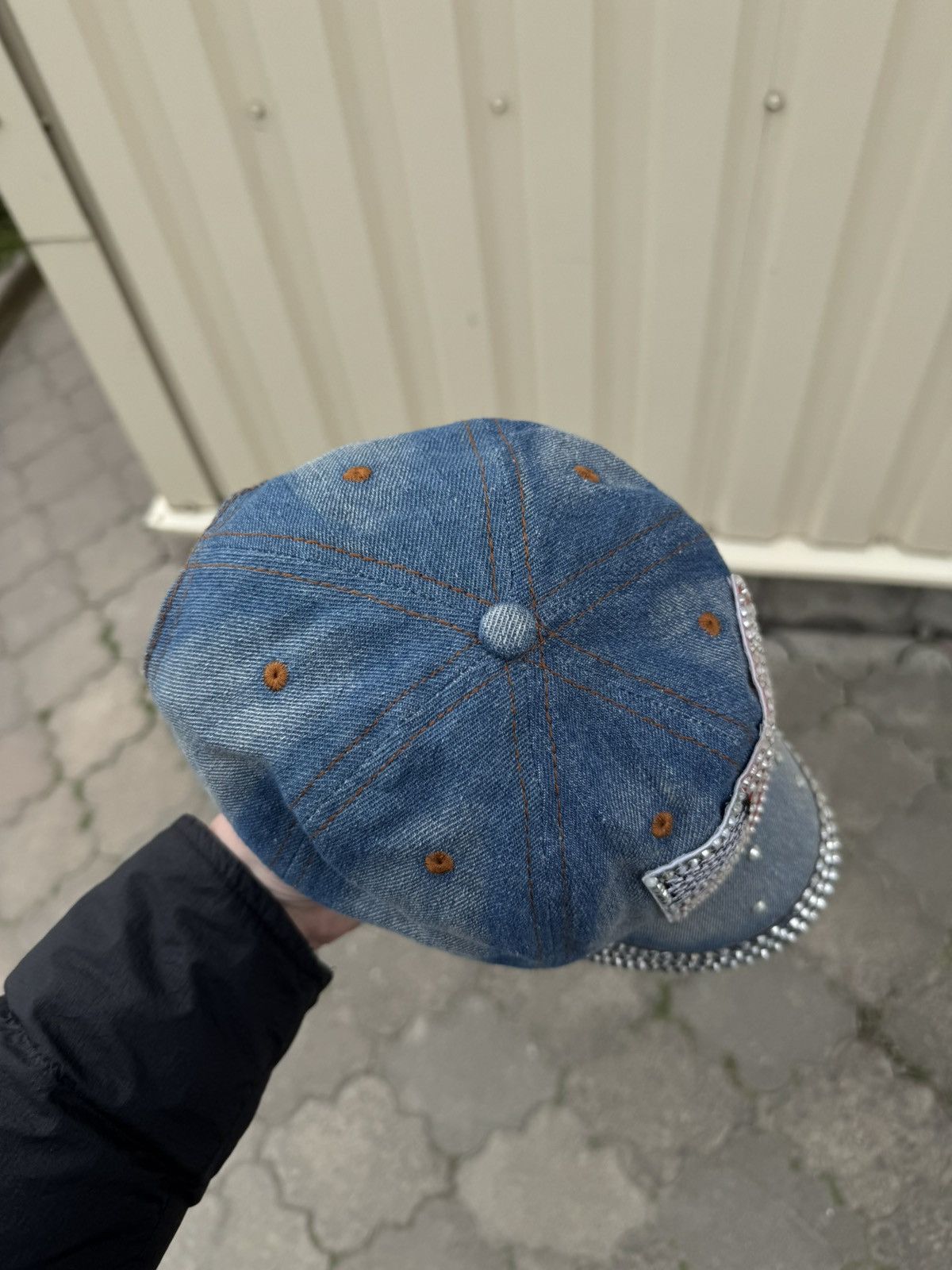 If Six Was Nine Y2K Opium Gothic Punk Style Denim Big American Flag Cap Size ONE SIZE - 4 Thumbnail