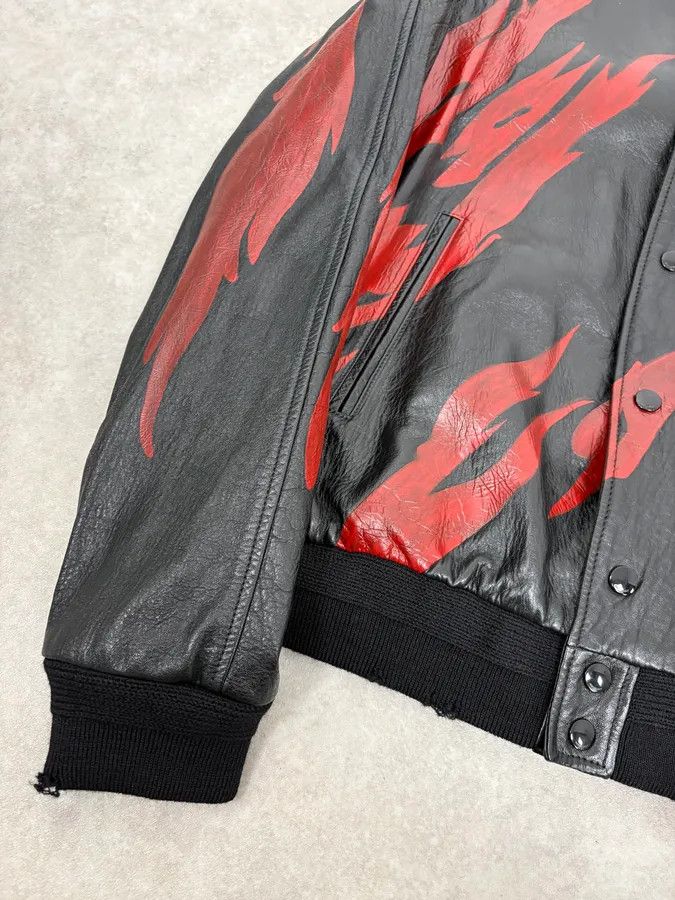 Saint Laurent Paris FW2017 Saint Laurent Red Flames Black Leather Bombers Jacket Size US L / EU 52-54 / 3 - 8 Thumbnail