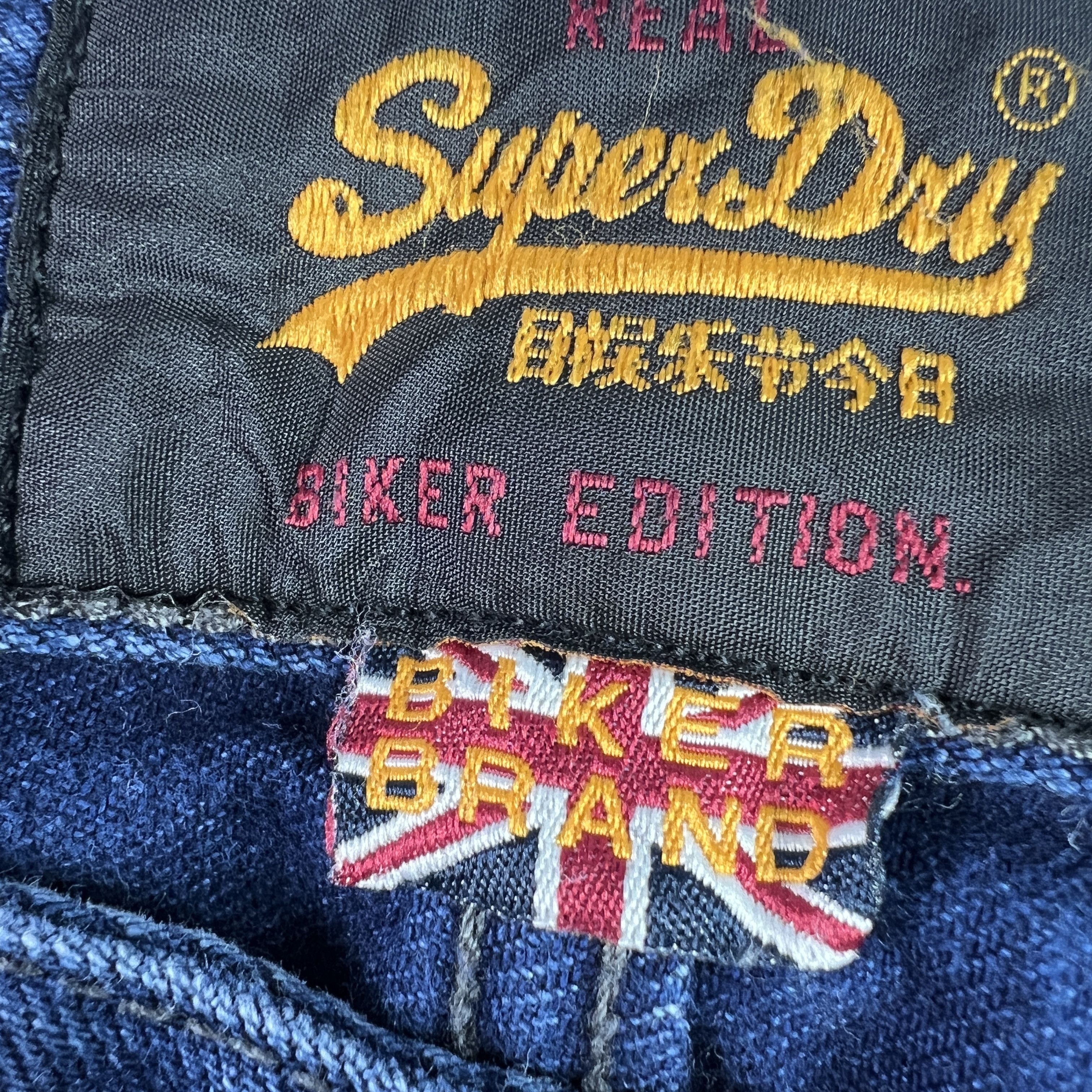Superdry Super Dry Jean Loose Taper Biker Dark Blue Cotton Denim Size US 31 - 11 Thumbnail