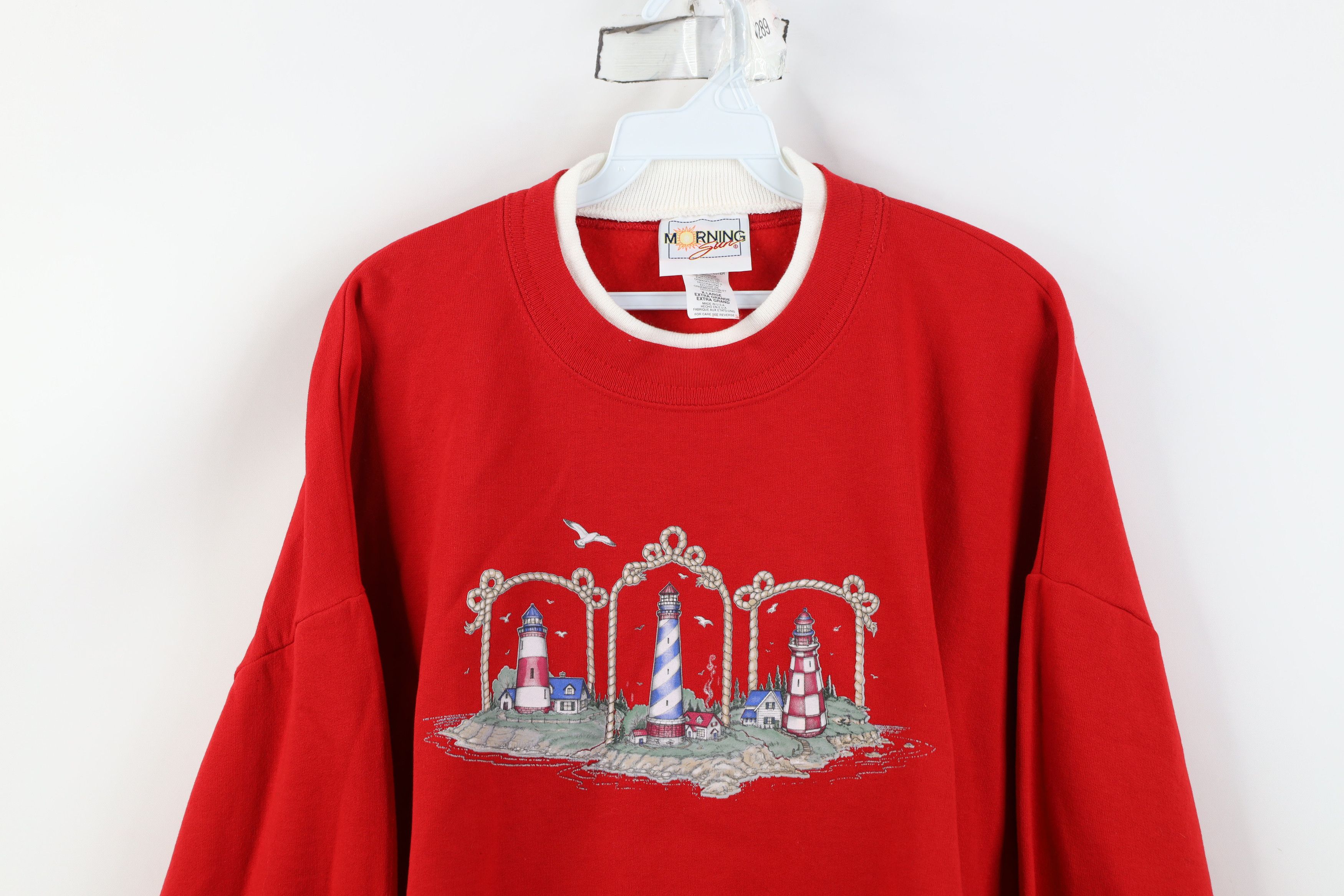 Vintage Vintage 90s Streetwear Lighthouse Crewneck Sweatshirt USA Size XL / US 12-14 / IT 48-50 - 2 Thumbnail