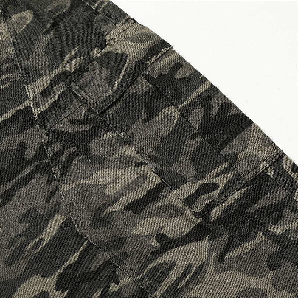 Men's loose wide-leg cargo camouflage machete jeans