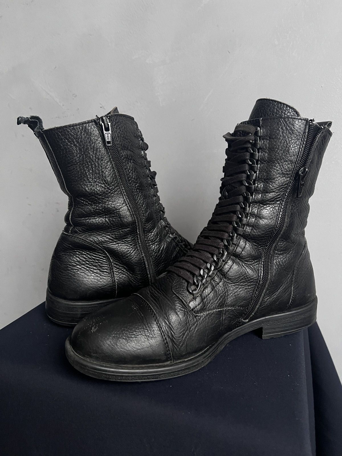 Hedi Slimane Black Leather Lace-up Boots combat boots y2k hedi slimane Size US 8 / EU 41 - 9 Thumbnail