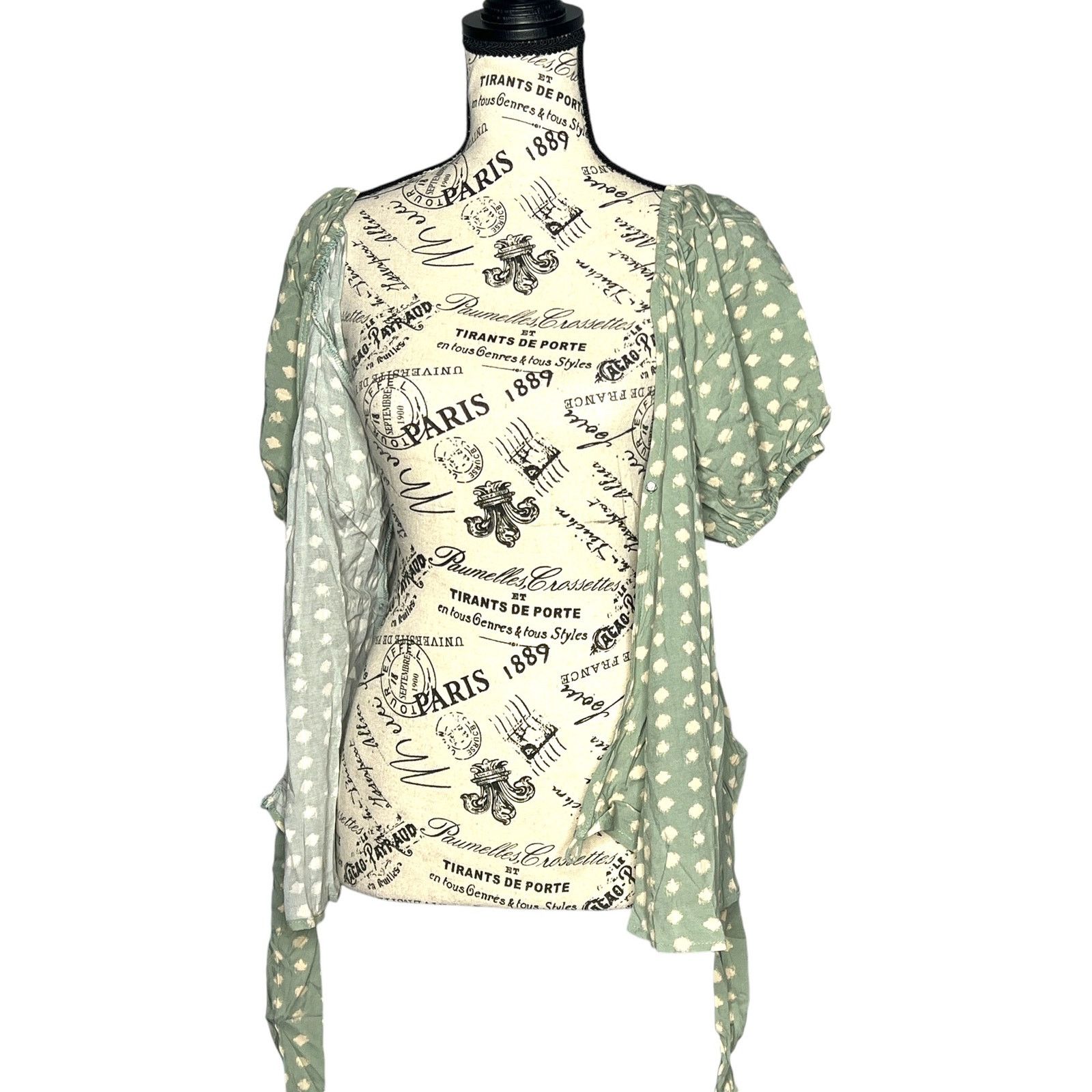 Other Patterned Puff Sleeve Front Wrap Tie Top Blouse Size S / US 4 / IT 40 - 8 Thumbnail