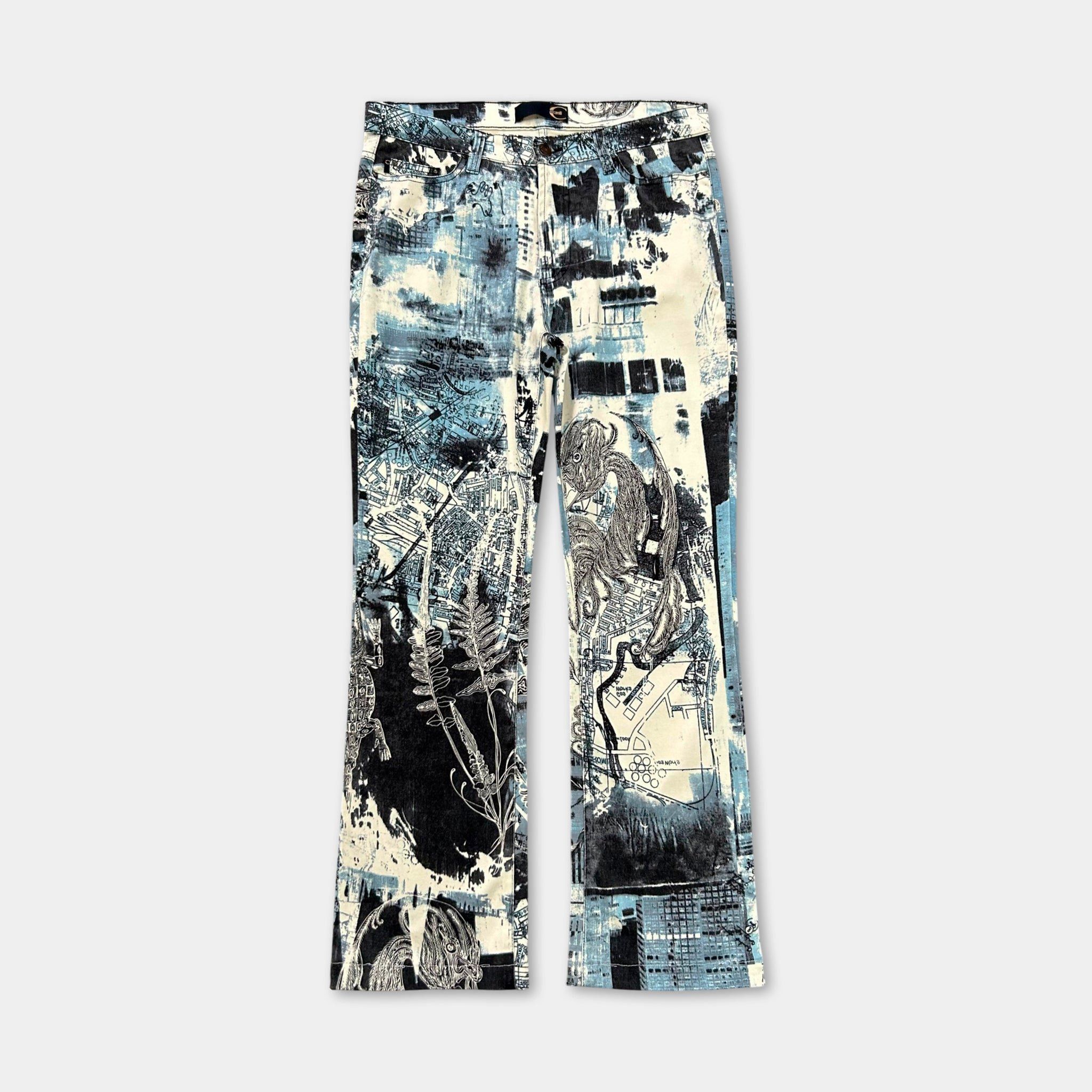 Just Cavalli Just Cavalli City Print Flared Pants Size US 32 / EU 48 - 1 Thumbnail