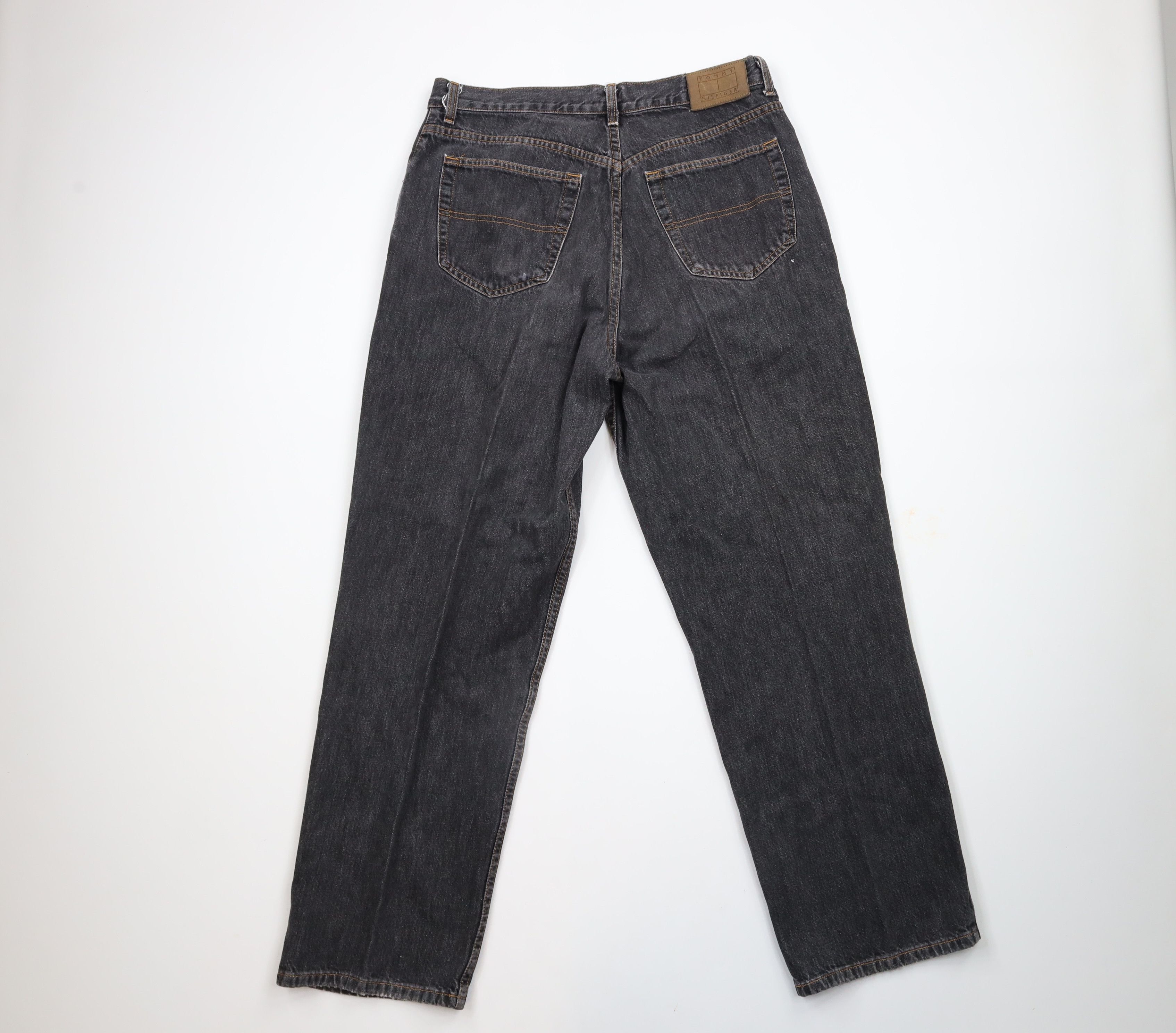 Tommy Hilfiger × Vintage Vintage 90s Tommy Hilfiger Fit Wide Leg Denim Jeans Black Size US 36 / EU 52 - 8 Thumbnail