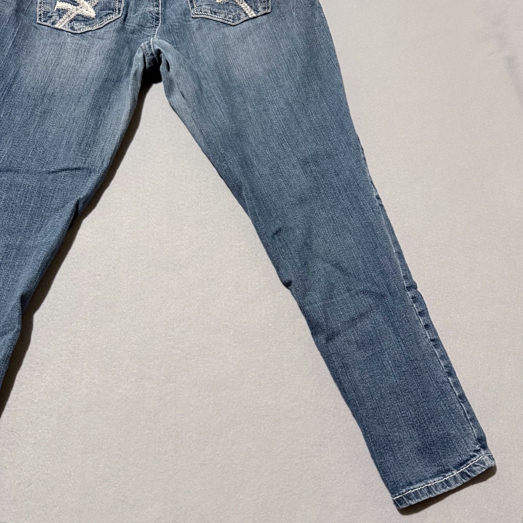 Denime Amethyst Women's Jeans Blue Stretch Denim Low-Rise Distressed 14 Skinny Jeans Size 36" / US 14 / IT 50 - 6 Thumbnail