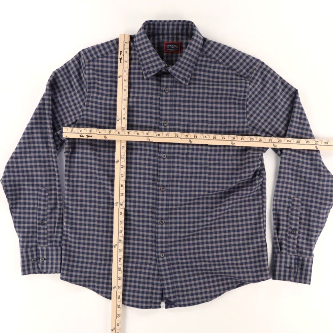 UNTUCKit Untuckit Bergstrom Flannel Check Button Up Shirt Navy Men's L Size US L / EU 52-54 / 3 - 3 Thumbnail