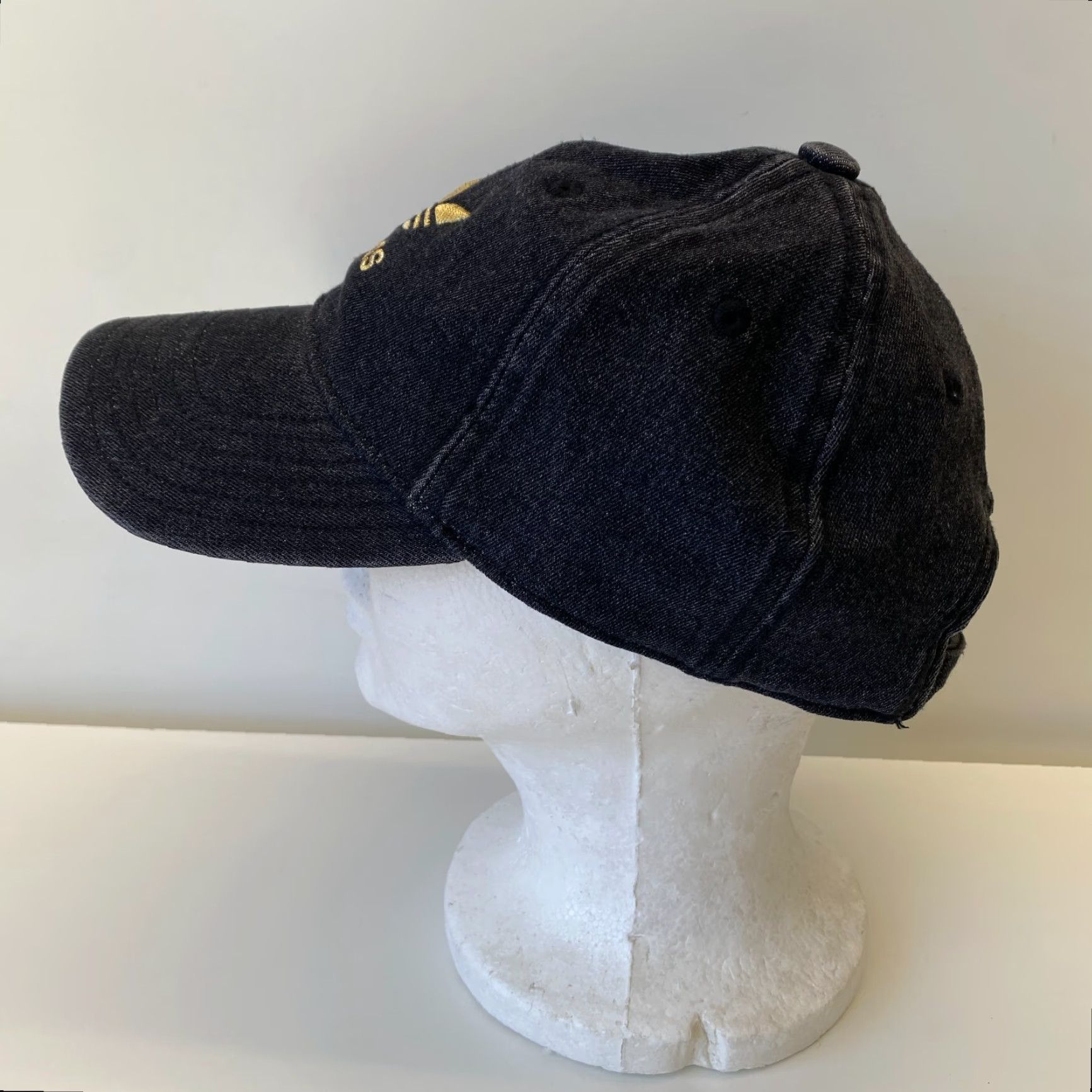 Adidas VINTAGE Adidas Strapback Dad Hat Black Denim Gold Embroidered One Size Casual Size ONE SIZE - 5 Thumbnail
