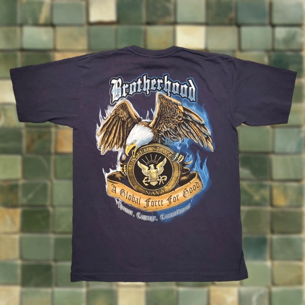 Vintage VINTAGE United States Navy Shirt Mens M Blue Brotherhood Made in USA TEE Size US M / EU 48-50 / 2 - 1 Thumbnail