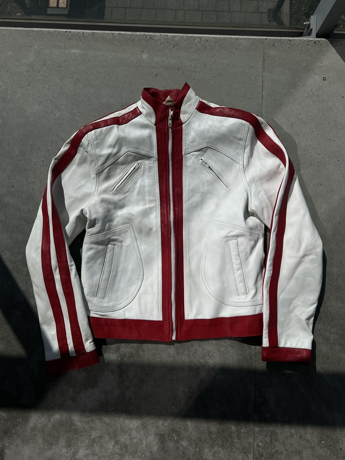 Japanese Brand × Vintage White and red leather jacket racing Size US M / EU 48-50 / 2 - 1 Thumbnail