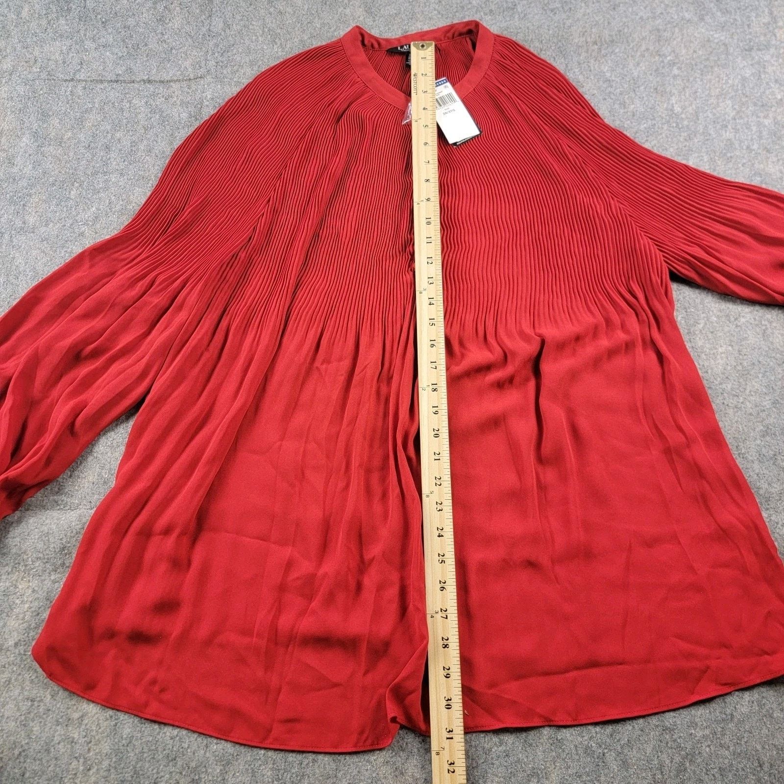 Lauren Ralph Lauren Lauren Ralph Lauren Pleated Georgette Blouson Sleeve Blouse Size 3XL / US 20-22 - 6 Thumbnail