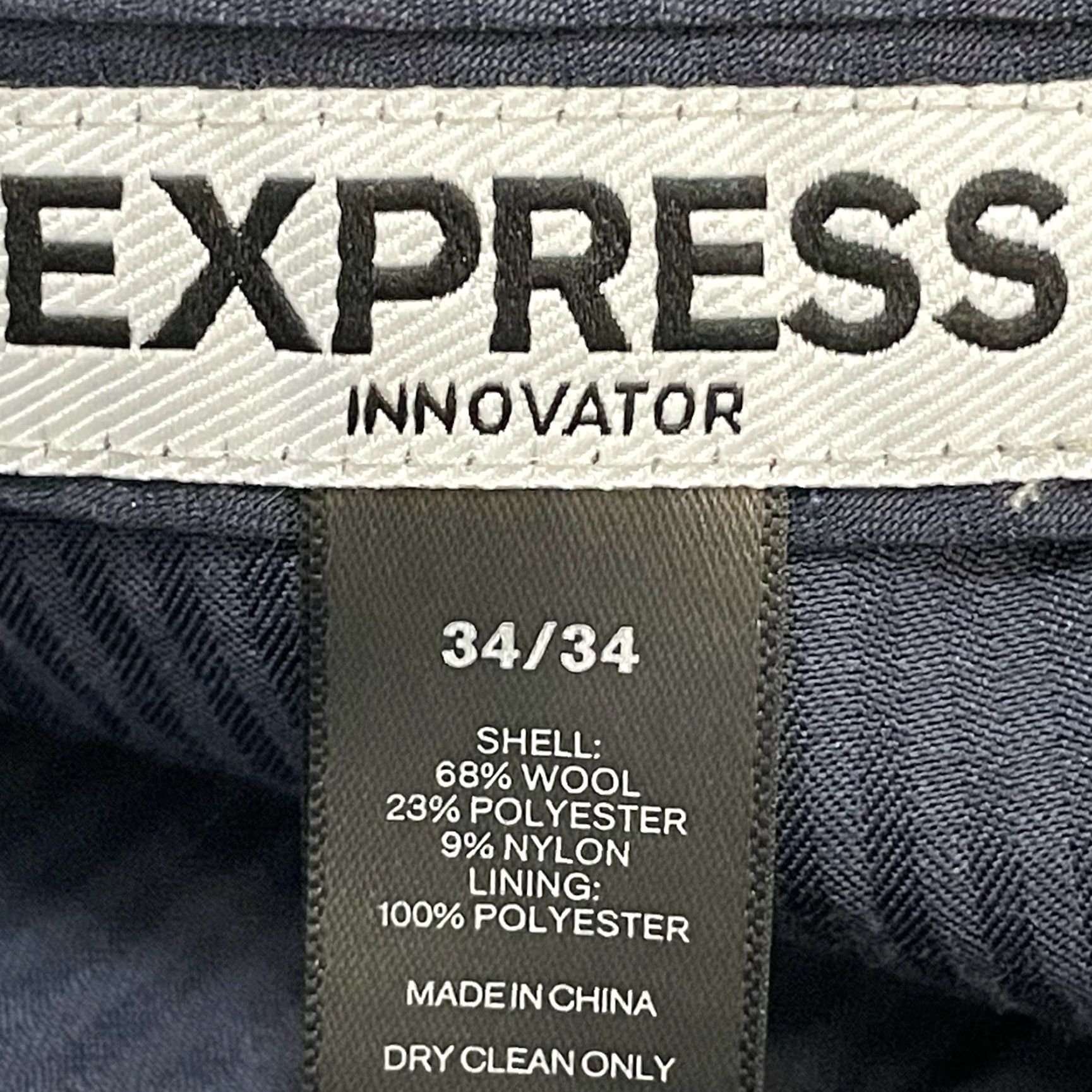 Express Express Blue Wool Blend Extra-Slim 2 Button Vented Blazer Pant Suit 40 Mens Regular Jacket Front Back Measurements 2 Piece Vintage No-Defects Size 40R - 4 Thumbnail