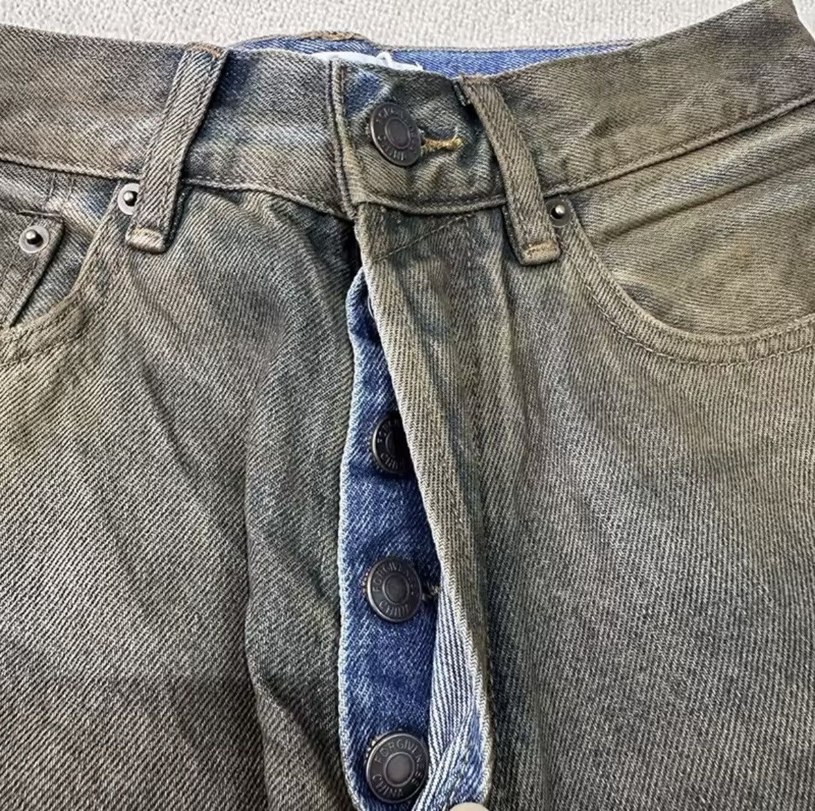 Japanese Brand yellow mud flare jeans Size US 31 - 3 Thumbnail