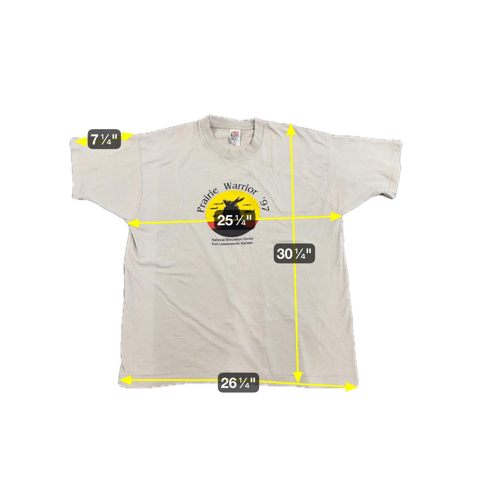 Fruit Of The Loom Rare 90s FOTL SS Prairie Warrior '97 Native T-Shirt 2XL Size US XXL / EU 58 / 5 - 9 Thumbnail