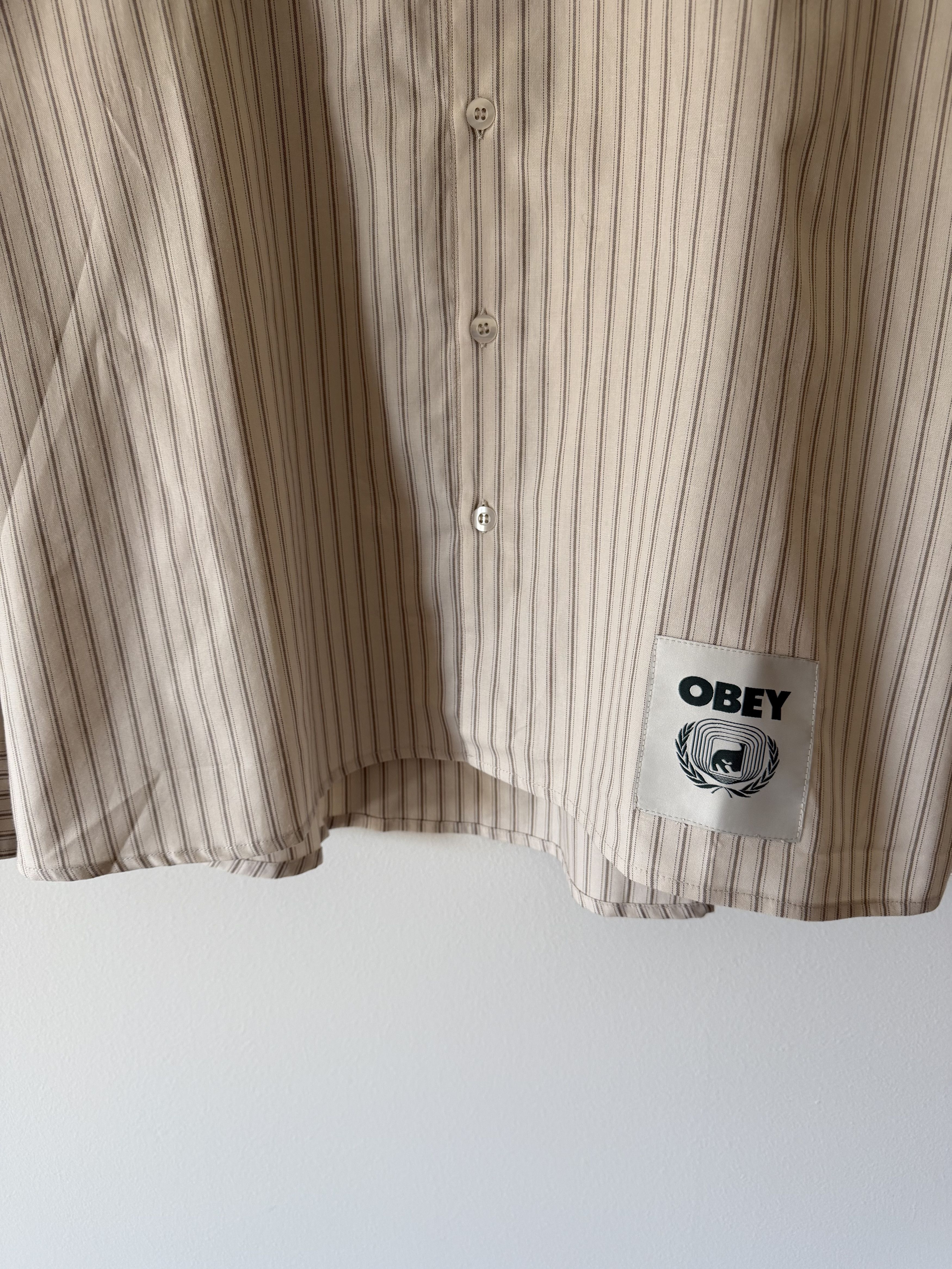 Paraboot Paraboot Obey Bochy Embroidered Button Up Shirt in Birch Size US XL / EU 56 / 4 - 3 Thumbnail