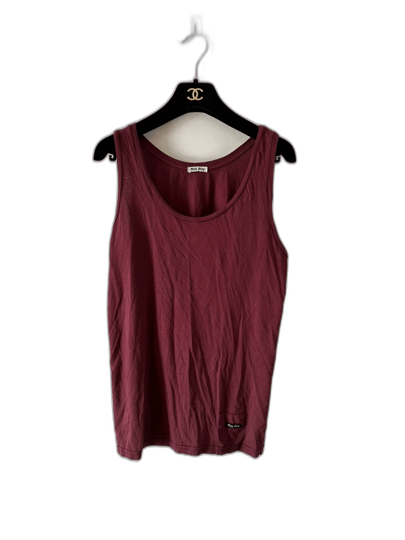 Miu Miu Miumiu Burgundy Women's Lettered Logo Vest Size US XS / EU 42 / 0 - 1 Thumbnail