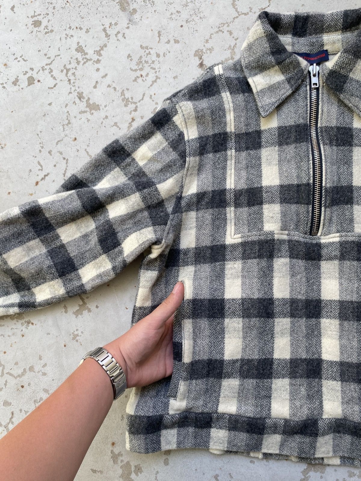 Gosha Rubchinskiy Gosha rubchinskiy FW15 grey flannel 3/4 zip jacket Size US S / EU 44-46 / 1 - 3 Thumbnail