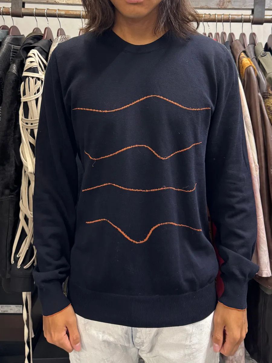 Designer × Maison Margiela × Vintage SS2016 Maison Margiela Navy Lined Signature Sweater Size US L / EU 52-54 / 3 - 2 Thumbnail