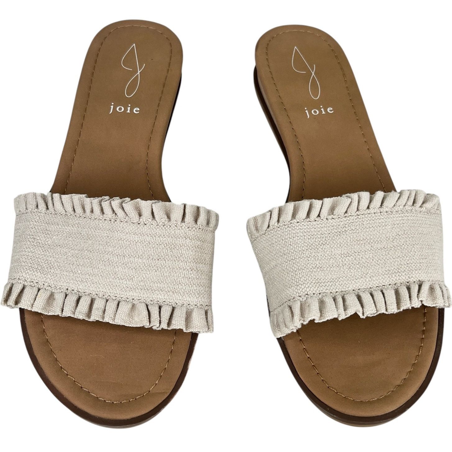 Joie Joie Eidel Canvas Ruffle Cream Flat Slide Sandals 8 Size US 8 / IT 38 - 10 Thumbnail