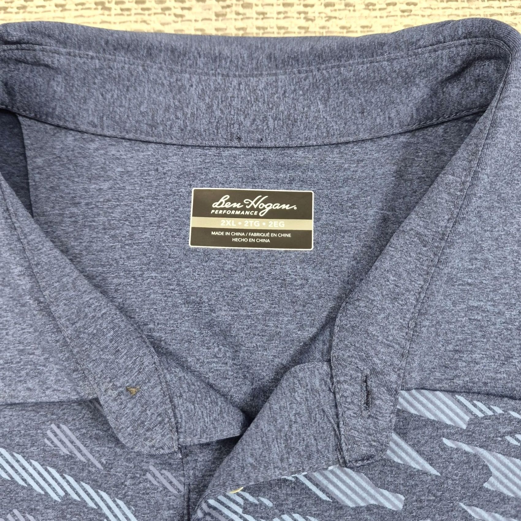 Hogan Ben Hogan Golf Polo Shirt Mens 2XL Blue Asymmetric Stripe Performance Stretch Polo Shirt S2XL Mens Blue Stripe Golf Polo Size US XXL / EU 58 / 5 - 4 Thumbnail