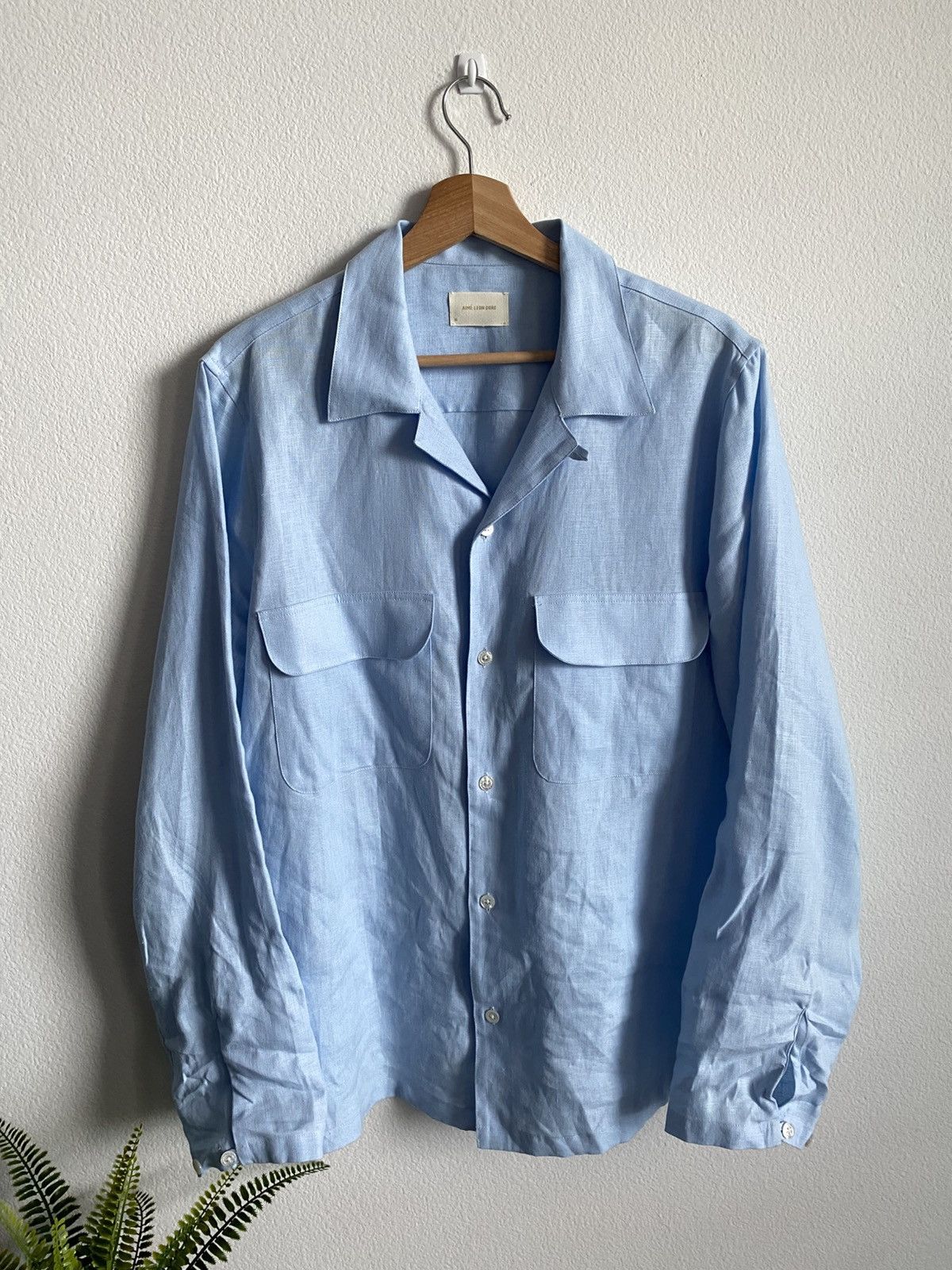 Aime Leon Dore Blue Linen Safari Shirt